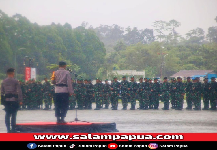 Perketat Pengamanan Pilkada Di Mimika, Aparat Gabungan Gelar Apel Mantap Praja Cartenz II 2024