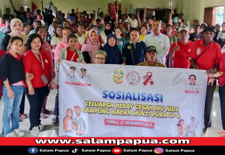 Foto bersama YMPT dan warga Kampung Naena Muktipura, SP6 usai sosialisasi tentang kesehatan, Senin (22/12/2025)(Dokumen YMPT)