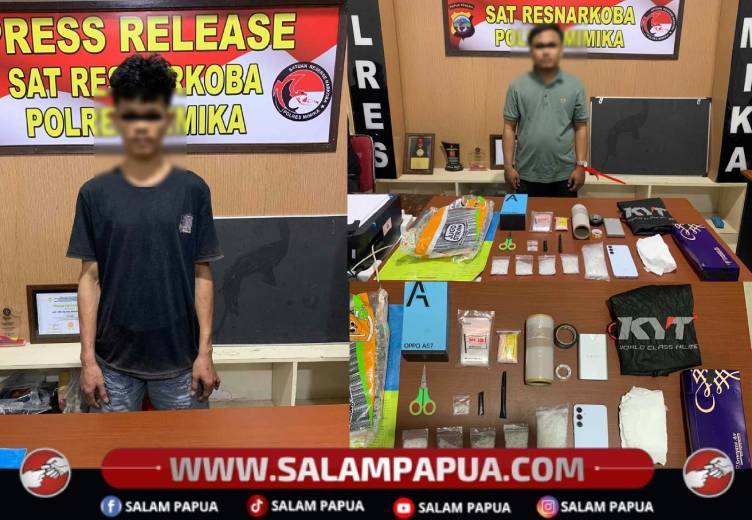 Polres Mimika Ringkus Dua Pengedar, Sita 132,9 Gram Sabu Senilai Rp332 Juta