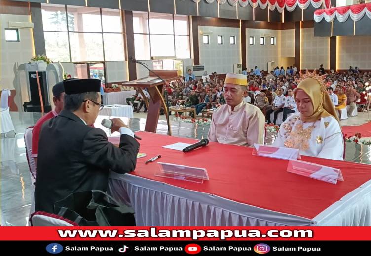 Jelang HUT Ke-80 RI, 101 Pasutri Di Timika Ikuti Nikah Catatan Sipil Massal