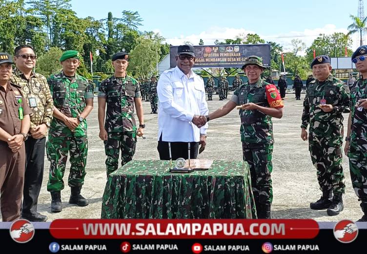 Bupati Rettob Resmikan TMMD Ke-128, TNI Bangun Rumah Dan Sumur Bor Untuk Warga Kampung Kekwa