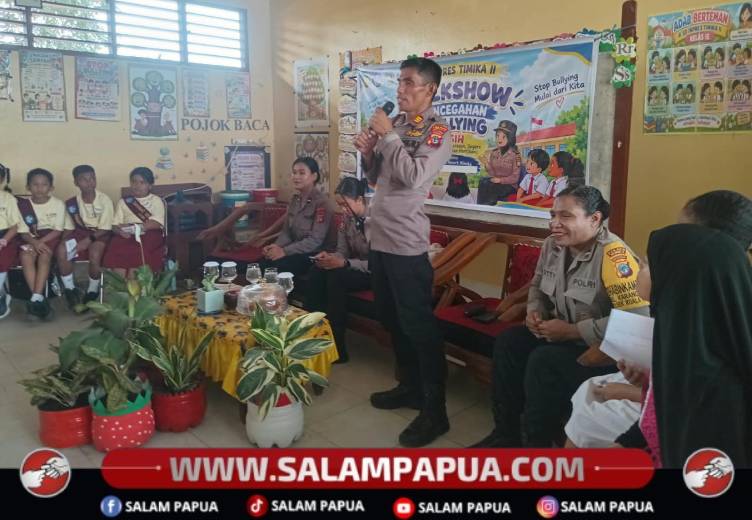 Polres Mimika Sosialisasikan Bahaya Bullying Kepada Pelajar SD Inpres Timika II