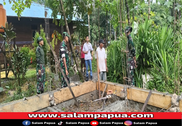 Kodim 1710/Mimika Bangun Sumur Bor Dan MCK Di Empat Distrik
