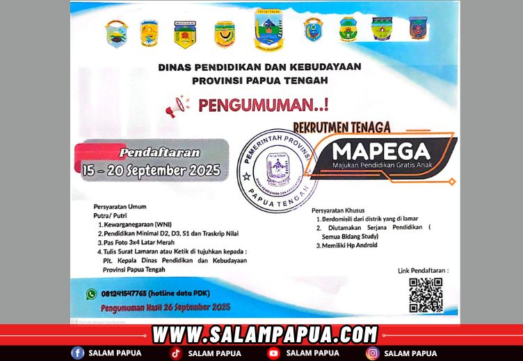 Pemprov Papua Tengah Rekrut Tenaga Guru Di Wilayah 3T, Berikut Syaratnya