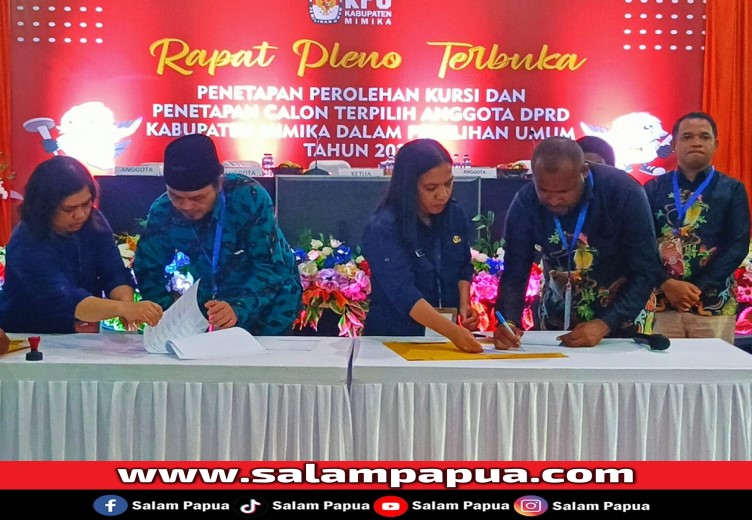 KPU Mimika Tetapkan Hasil Pemilu 2024, Berikut Jumlah Kursi Dan Anggota DPRD Mimika Terpilih