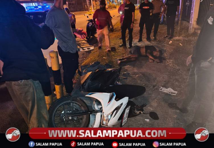 Tabrak Trotoar Di Depan Gereja Tiga Raja Timika, Pengendara Motor Meninggal Dunia