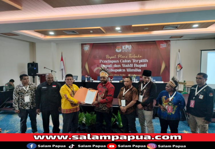 KPU Mimika Menetapkan Johannes Rettob-Emanuel Kemong Sebagai Bupati Dan Wakil Bupati Mimika Terpilih