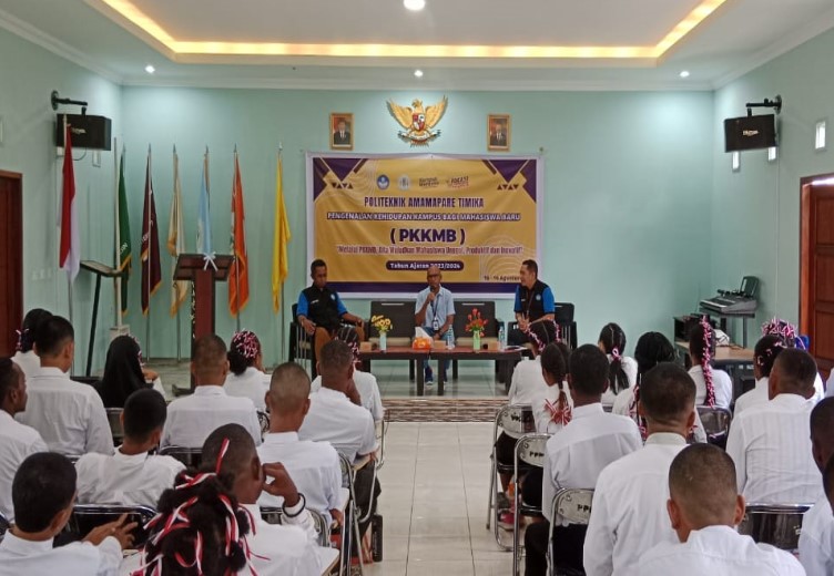Freeport, BNNK Mimika Dan Polres Mimika Sambangi Politeknik Amamapare Timika Pada Kegiatan PKKMB 2023