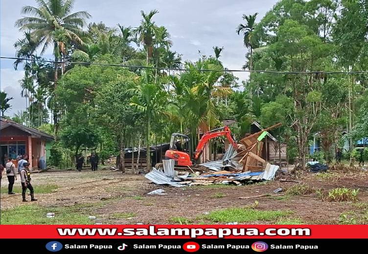 Dirikan Pos Pengamanan, Aparat Ratakan Tenda Perang Di Kwamki Narama