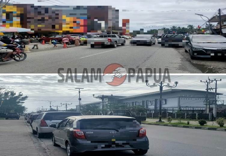 Banyak Mobil Parkir Di Badan Jalan Di Timika Sebabkan Kemacetan