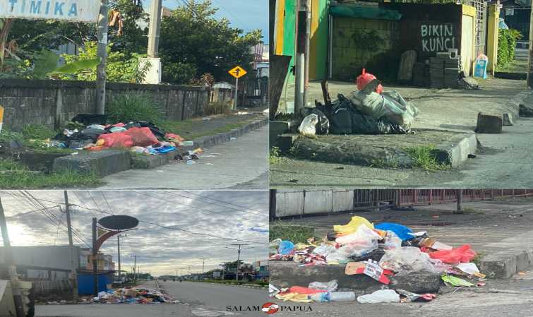 WARGA SEBUT MEMILIH MEMBUANG SAMPAH DI TROTOAR KOTA TIMIKA KARENA KURANGNYA TPS