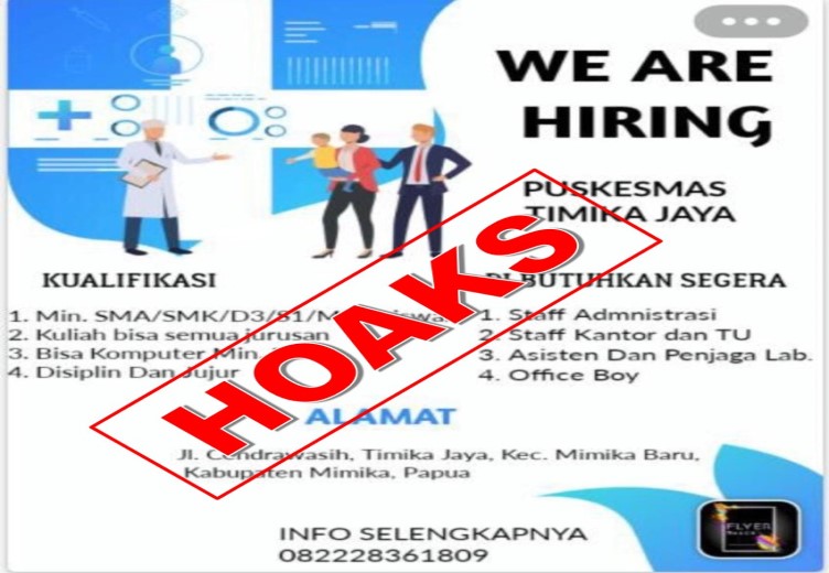 BEREDAR INFORMASI LOKER PUSKESMAS TIMIKA JAYA, KAPUS: ITU HOAKS!
