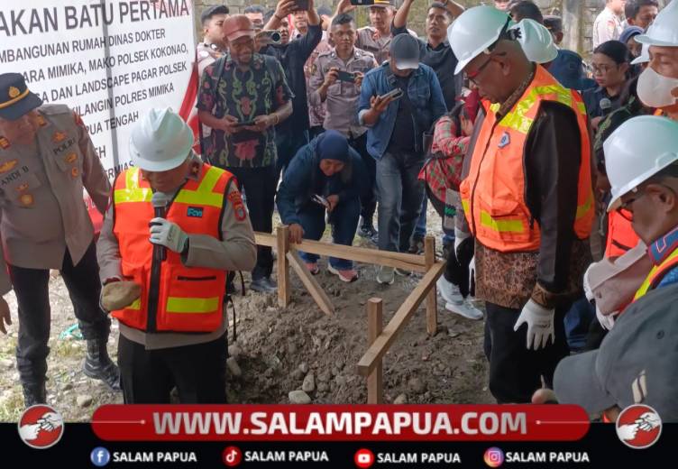 Kapolda Papua Tengah Dan Bupati Mimika Letakkan Batu Pertama Pembangunan Fasilitas Polres