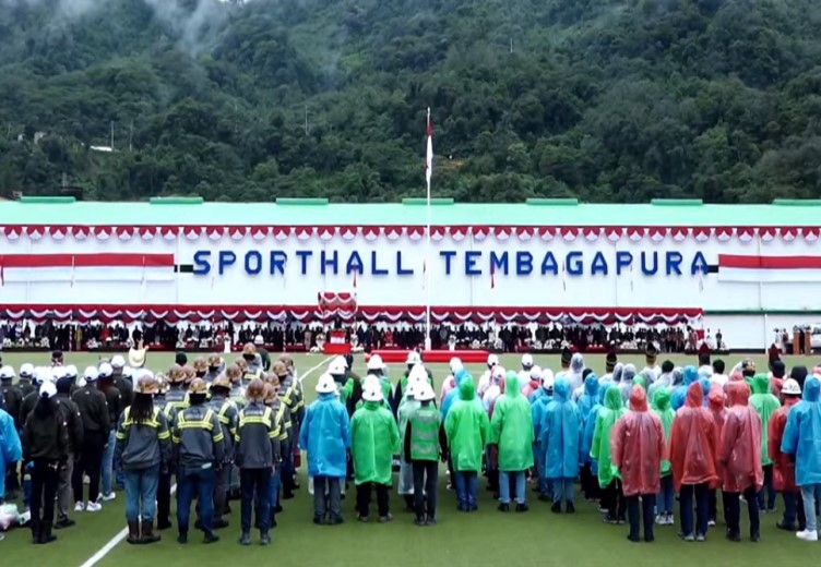 Situasi pelaksanaan Upacara HUT Ke-78 RI PTFI di Tembagapura, Kamis (17/8/2023) (Foto:Istimewa)