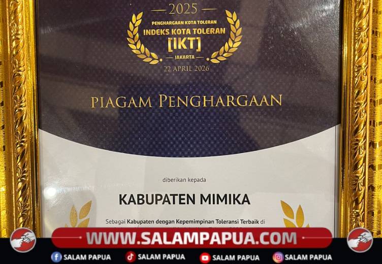 Piagam Penghargaan dari SETARA Institute (Dokumen FKUB Mimika)