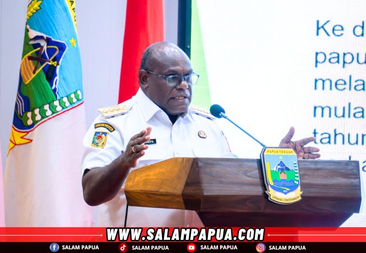 Sambutan Gubernur Papua Tengah Meki Fritz Nawipa (salampapua.com/Foto: Humas Pemprov Papua Tengah)